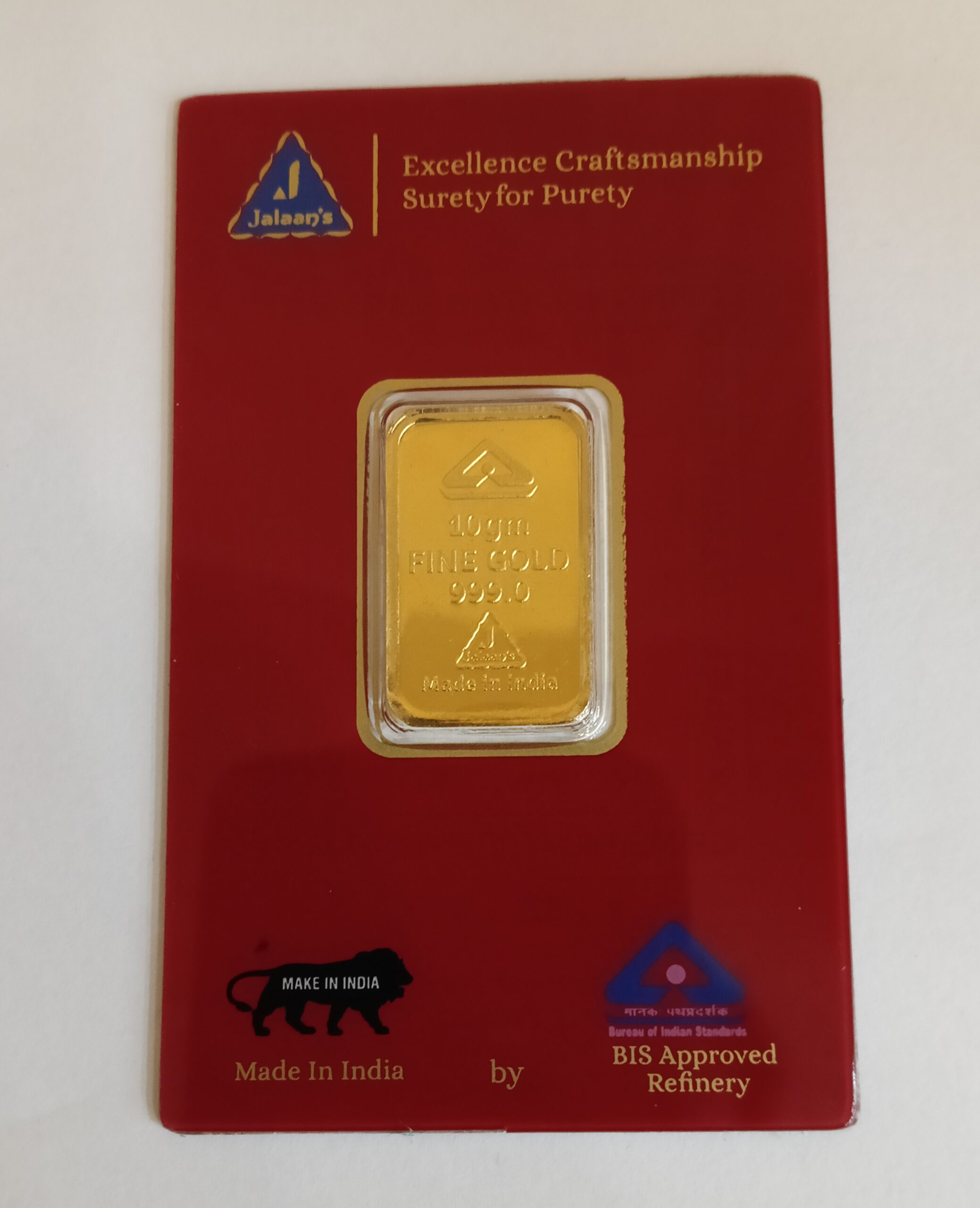 10gm gold bar 999, 999 fine gold , jalaan's fine gold 999