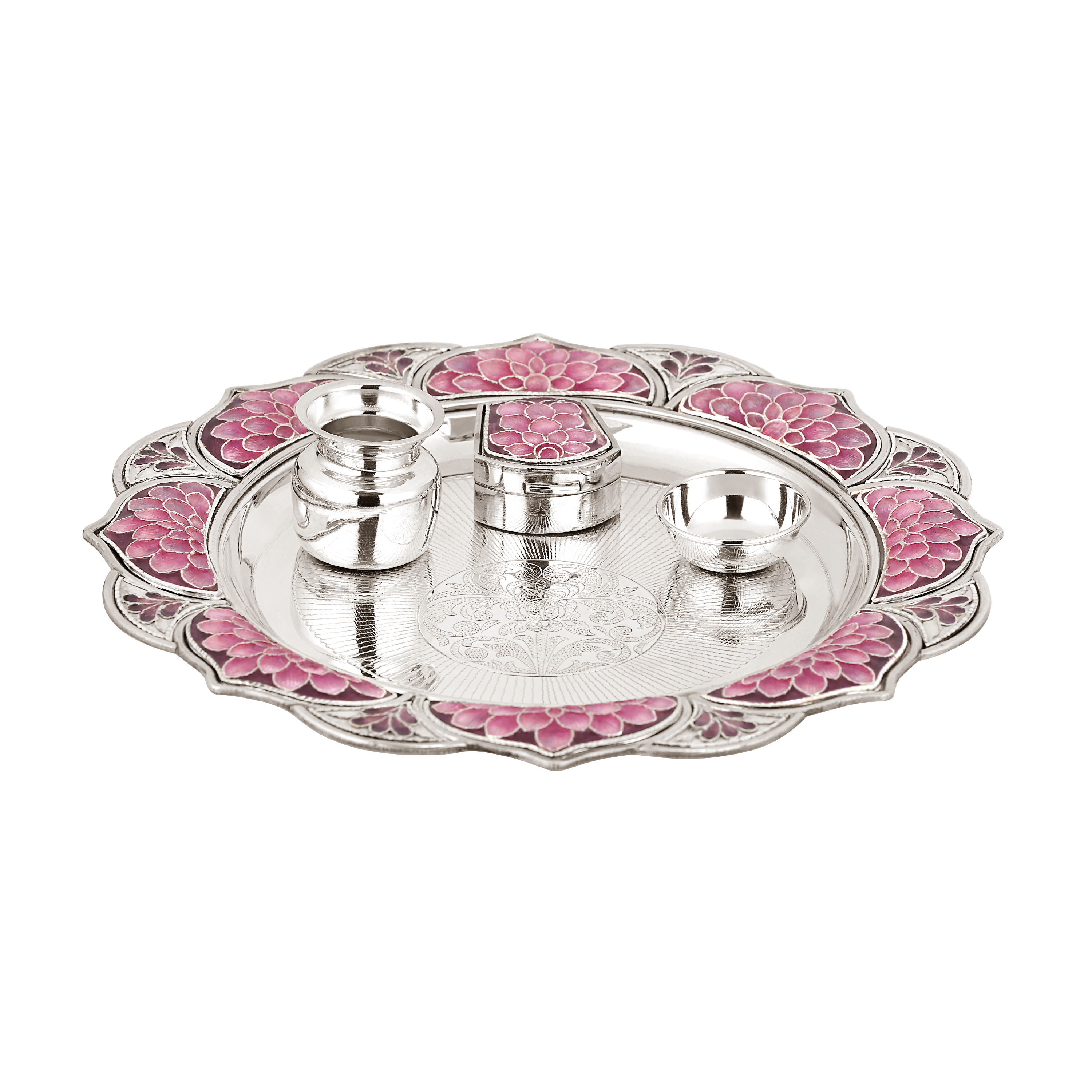 BIS Hallmarked Jalan's 92.5% Pure Silver Full Thali – a luxurious silver jewellery piece for pooja, gifting, and traditional elegance.
