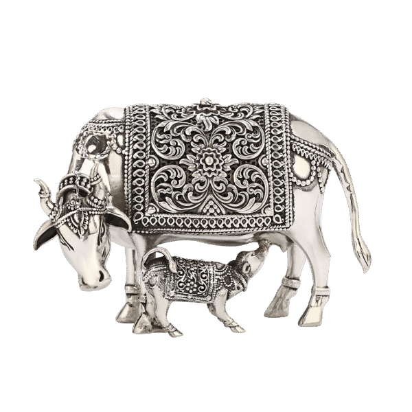 BIS Hallmarked Jalan's 92.5% Silver Shree Gao Mata – A sacred symbol of divinity and grace, crafted in pure sterling silver.