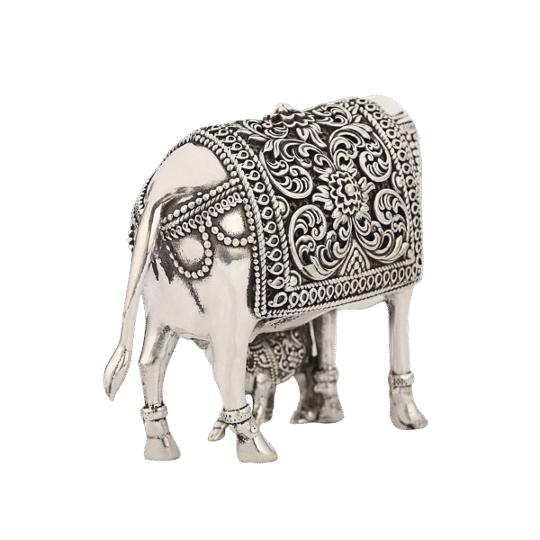 BIS Hallmarked Jalan's 92.5% Silver Shree Gao Mata – A sacred symbol of divinity and grace, crafted in pure sterling silver.